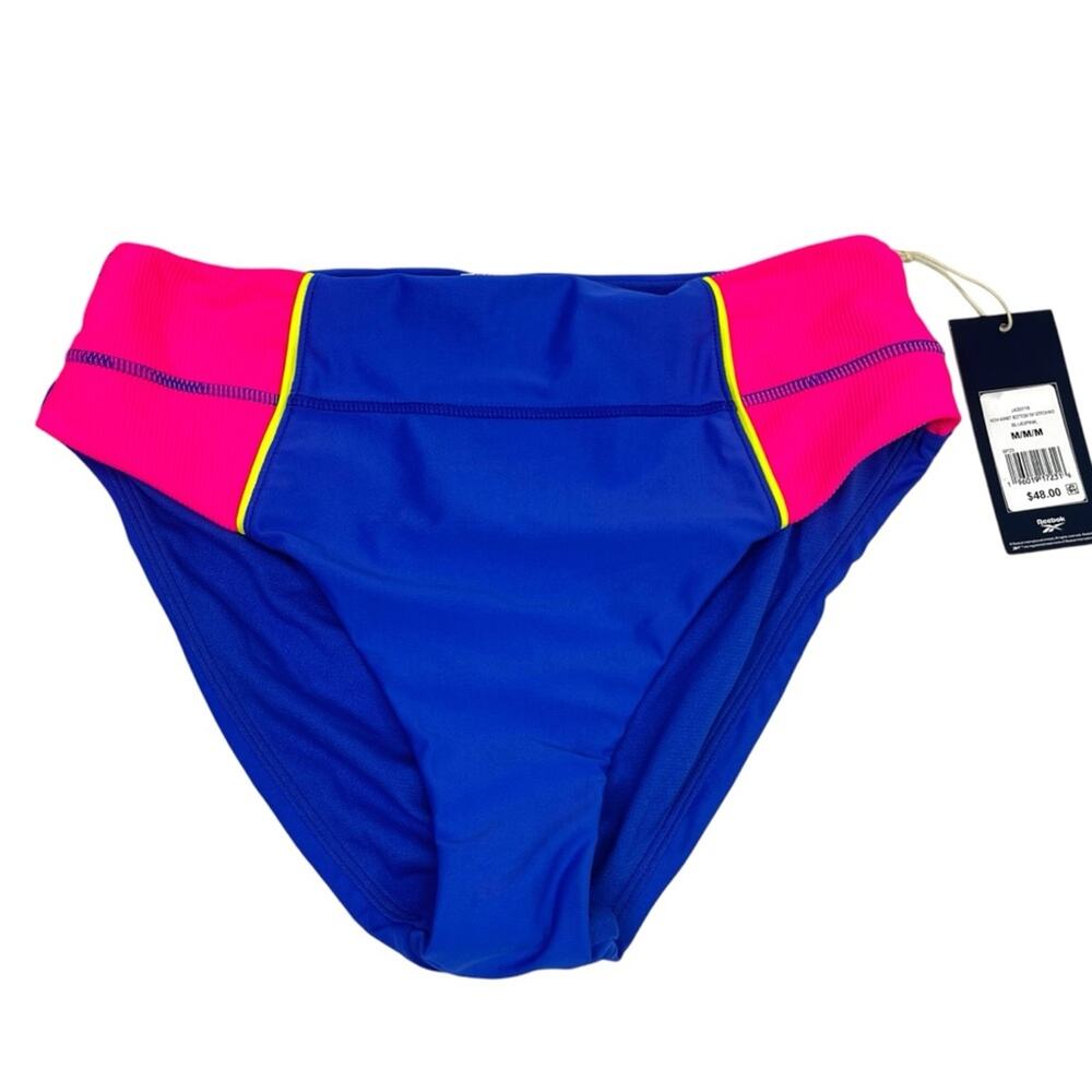 Reebok Color Block High Waist Bikini Bottom blue pink - M - Picture 3 of 10